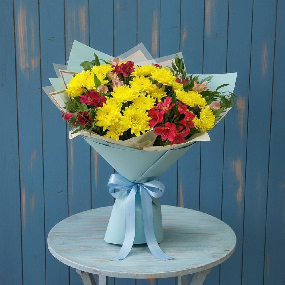 Букет цветов из: Альстромерии и Хризантемы в Днепровской