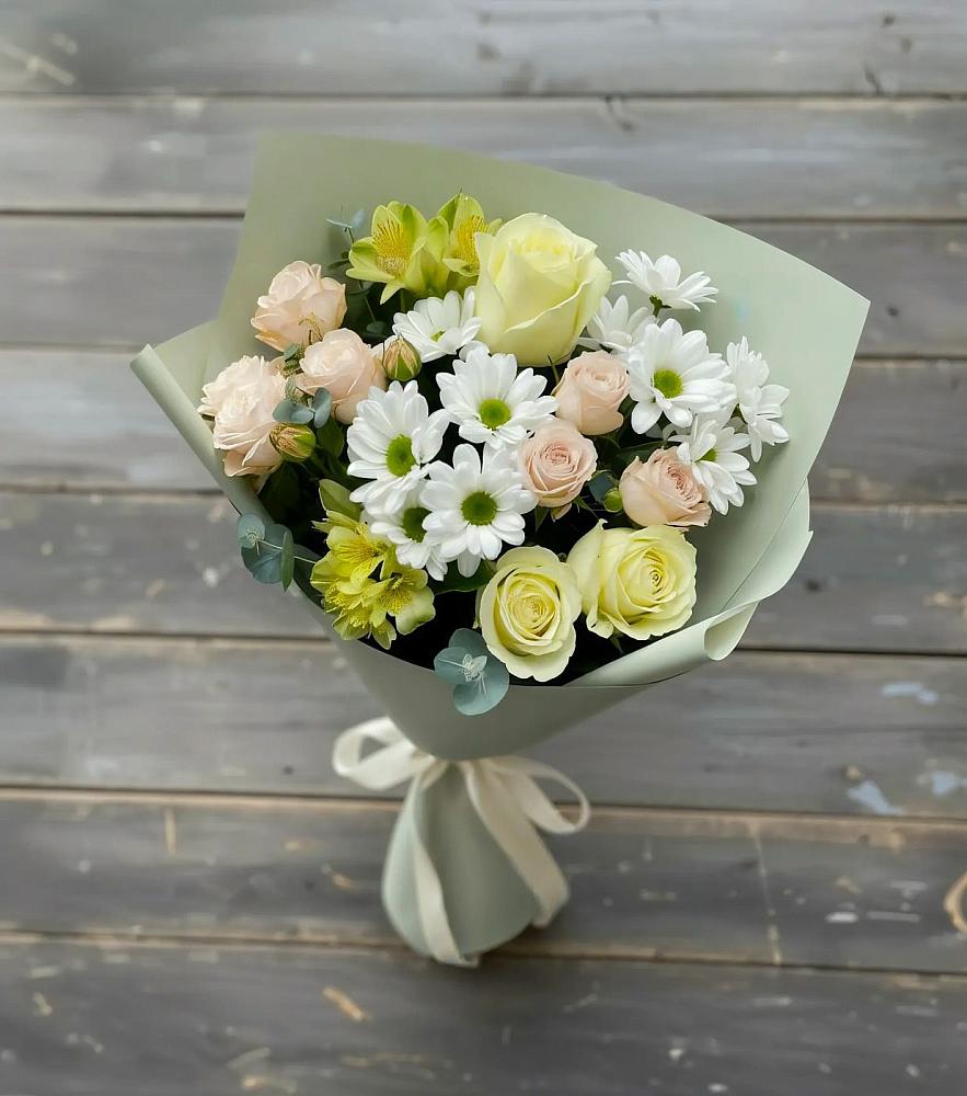 Букет цветов из: Альстромерии, Розы и Хризантемы в Днепровской