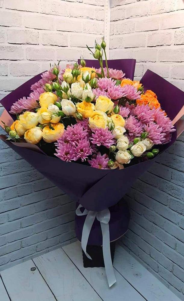Букет цветов из: Хризантемы и Розы в Днепровской