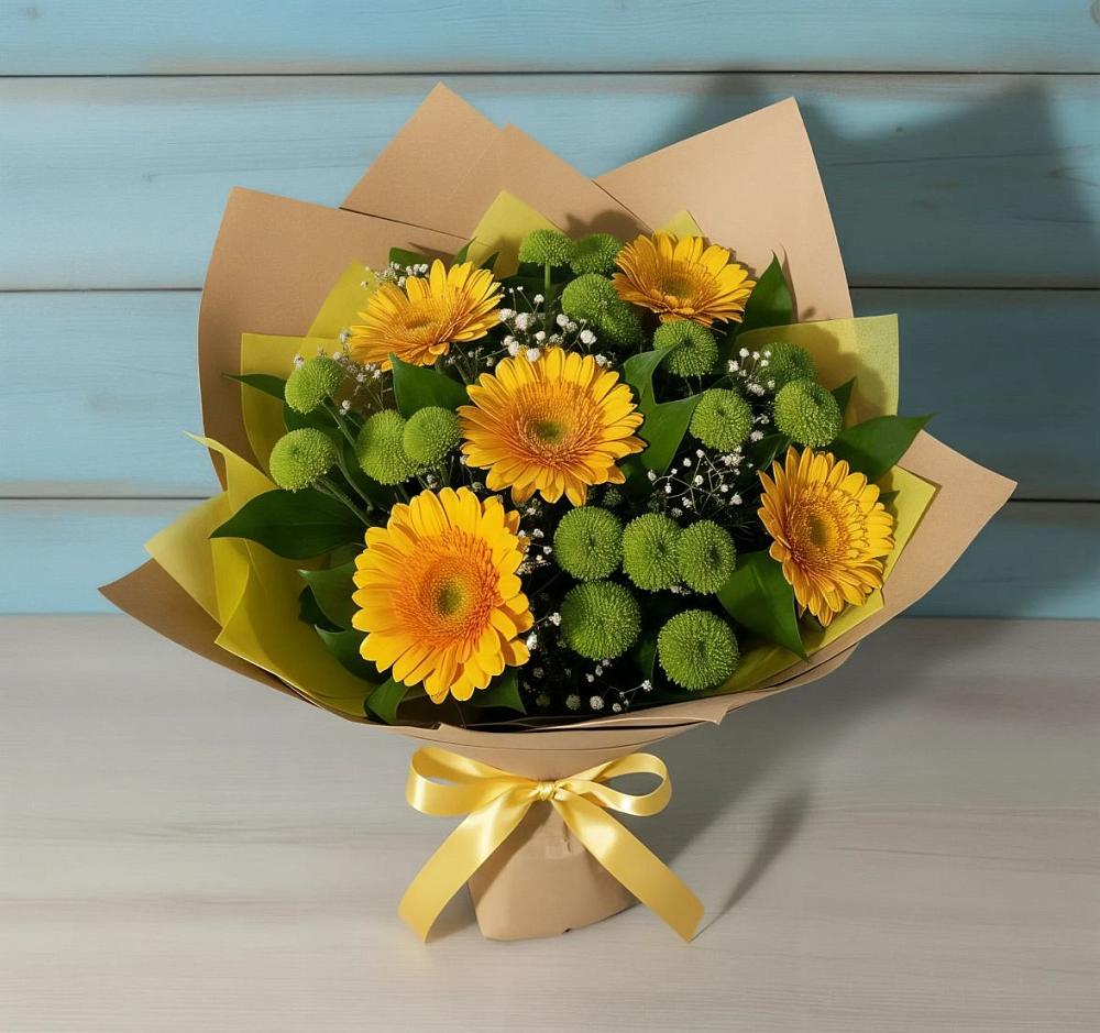 Букет цветов из: Герберы и Хризантемы в Днепровской