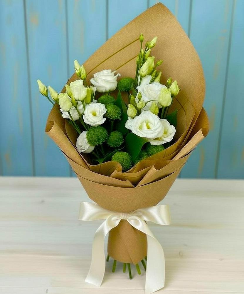 Букет цветов из: Хризантемы и Лизиантусы в Днепровской