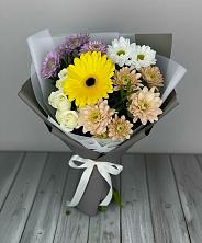 Букет цветов из:  Розы, Герберы и Хризантемы в Днепровской