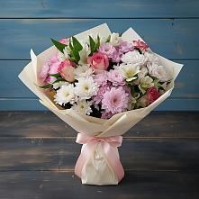 Букет цветов из:  Хризантемы, Альстромерии и Розы в Днепровской