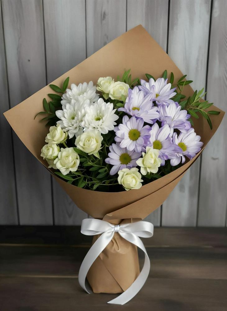 Букет цветов из: Хризантемы и Розы в Днепровской