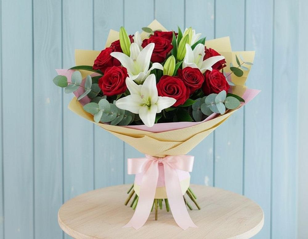 Букет цветов из: Лилии и Розы в Днепровской